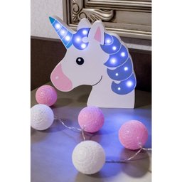 Unicórnio luminoso mdf luminária led a pilhas - 4