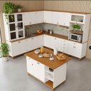 Ver imagem 7 de Cozinha Completa Modulada 9 Peças com Ilha Joy Branco/Off White/Nogueira
