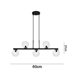 Pendente Jabuti Up Preto com Globos Âmbares para 5 Lâmpadas G9 - 4