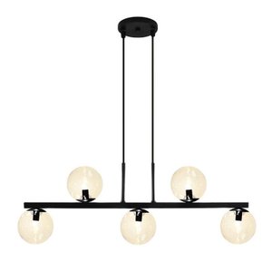 Pendente Jabuti Up Preto com Globos Âmbares para 5 Lâmpadas G9