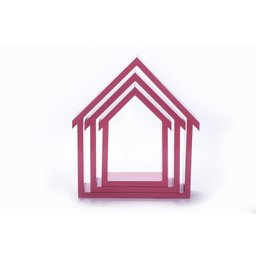 Kit com 3 nichos casinha decorativos MDF casinha trio cor Rosa - 2