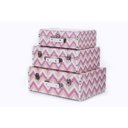 Ver imagem 2 de Conjunto de malas organizadoras decorativas maleta vintage chevron rosa