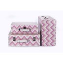 Ver imagem 1 de Conjunto de malas organizadoras decorativas maleta vintage chevron rosa
