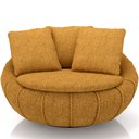 Ver imagem 3 de Kit 02 Poltronas Giratórias para Sala de Estar Kira M03 Bouclê Mostarda - Lyam Decor