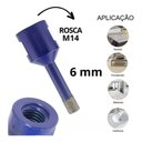 Ver imagem 1 de Serra Copo Diamantada 6mm para Porcelanato e Mármore com Rosca M14 para Esmerilhadeira Furo para Ins