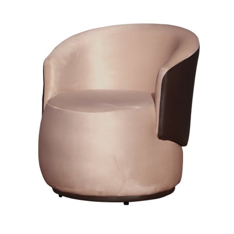 Poltrona Orgânica Decorativa Beatriz Veludo Rosa/pu Marrom - Montanaris Decor