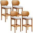 Ver imagem 1 de Kit 4 Banquetas Alta Bar Cozinha Jantar Betta L02 Imbuia Couríssimo Whisky Linho Cinza - Lyam