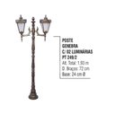 Ver imagem 2 de Poste Genebra para Jardim de Alumínio 02 Luminária 1,93m