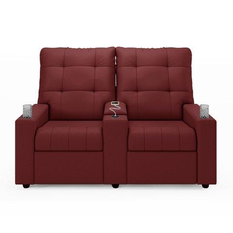 Poltrona do Papai Reclinável Sala de Cinema Palace 2 Lugares Manual Baú Usb Pu Vermelho G23 Encantum