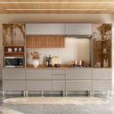 Ver imagem 1 de Cozinha Completa Modulada 330cm x 218,5cm Aéreo Rpd Pnl e Crt 6 Peças Proença Bege/Nogueira/Nude Prime