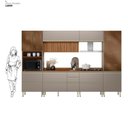 Ver mais imagens de Cozinha Completa Modulada 330cm x 218,5cm Aéreo Rpd Pnl e Crt 6 Peças Proença Bege/Nogueira/Nude Prime