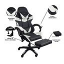 Ver imagem 7 de Cadeira Gamer Stillus Ergonômica com Apoio para Os Pés - Preta / Branca + E-book