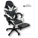 Ver imagem 5 de Cadeira Gamer Stillus Ergonômica com Apoio para Os Pés - Preta / Branca + E-book