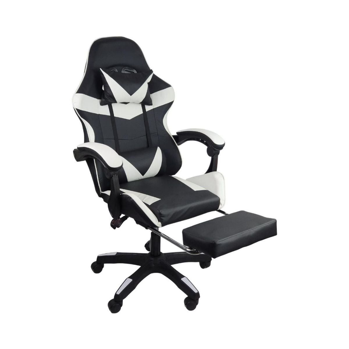 Cadeira Gamer Stillus Ergonômica com Apoio para Os Pés - Preta / Branca