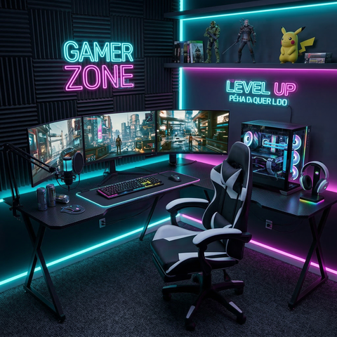 Cadeira Gamer Stillus Ergonômica com Apoio para Os Pés - Preta / Branca + E-book