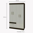 Ver imagem 3 de Guarda-roupa Solteiro 4 Portas 2 Gavetas Recife-poliman - Amendoa / Off-white