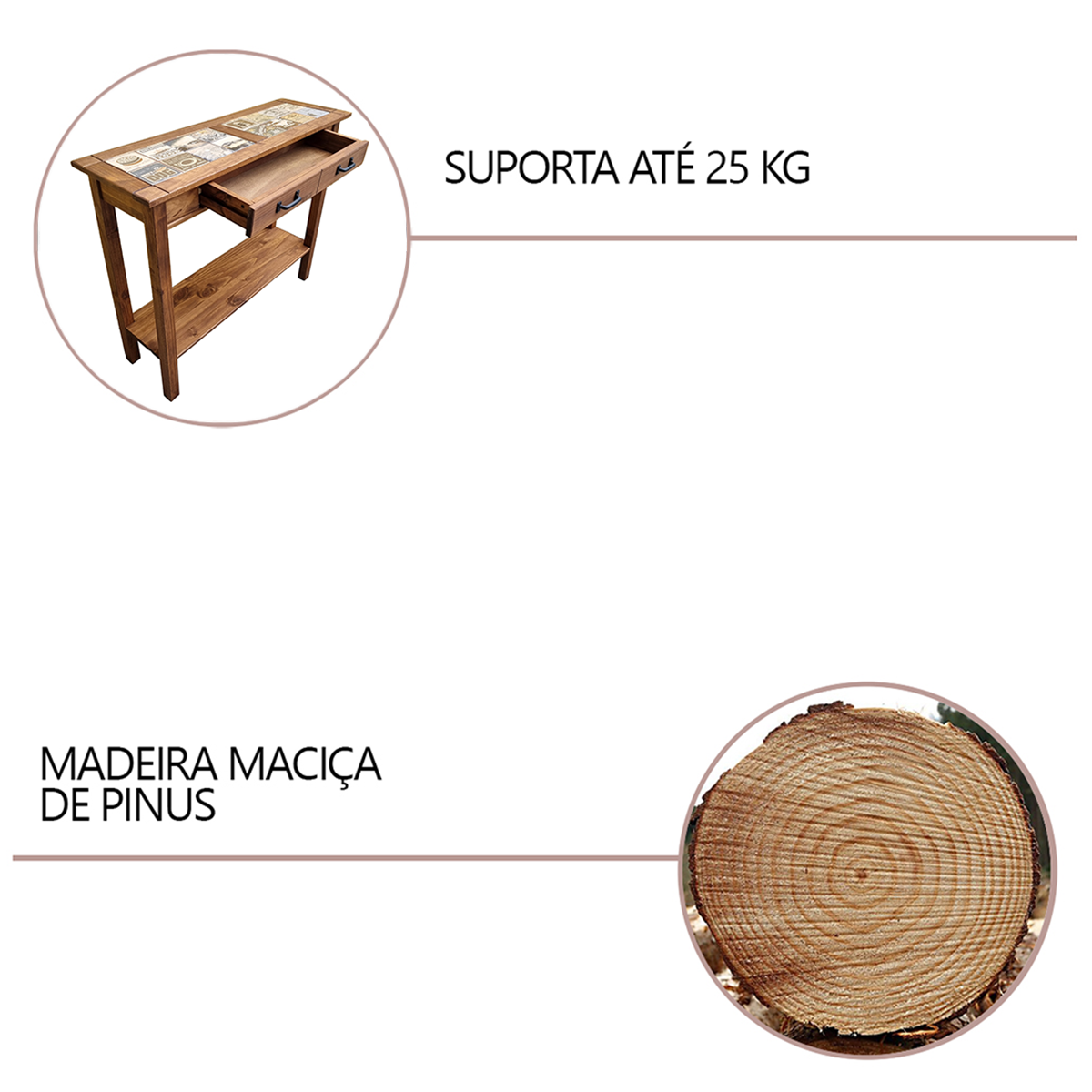 Aparador Buffet 100 Cm Retrô Rustico de Madeira Maciça Imbuia Multiuso Organizador Bancada Balcão - 3