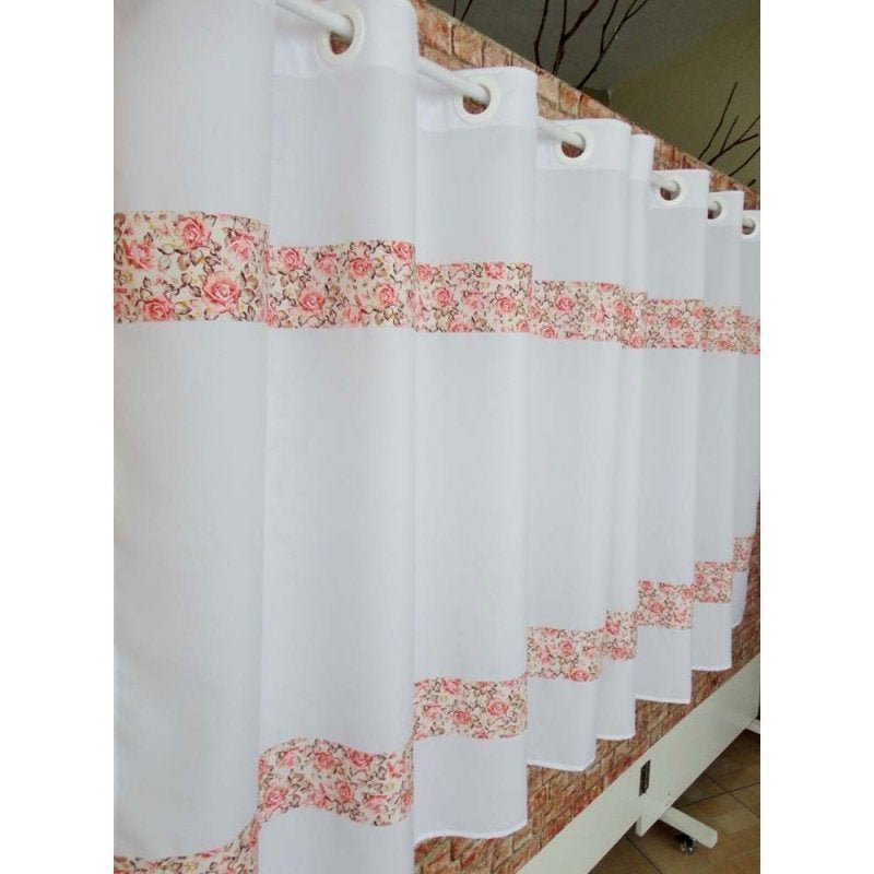 Cortina de Cozinha Barradinho 2,00m x 1,20m - Floral - 2