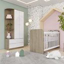 Ver imagem 2 de Berco Grade Fixa e Guarda Roupa 2 P 2 G Labirinto Rustico Branco Henn