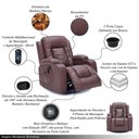 Ver imagem 5 de Poltrona do Papai Sala Giratória Reclinável Manual Austin Aquecimento Massagem Pu Marrom Chocolate