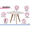 Ver imagem 4 de Mesa Cozinha Acerola Madeira c/Vidro 109cm Madeira/Off Cimol