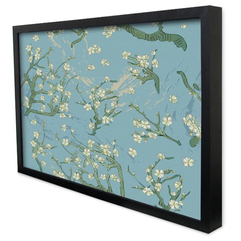 Quadro Decorativo Amendoeira em Flor Van Gogh em Moldura Caixa Tacolado Moldura Caixa Alta 4,5cm Pre