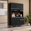 Ver imagem 2 de Armário de Cozinha Compacta 6 Portas 1 Gaveta Marcia Multiuso Ajl Móveis:preto