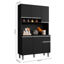 Ver imagem 3 de Armário de Cozinha Compacta 6 Portas 1 Gaveta Marcia Multiuso Ajl Móveis:preto
