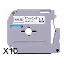 Ver imagem 1 de Kit 10 Fita Compatível Brother M231 Mk231 T 12mm Pt 80 70 90