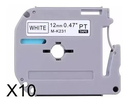 Ver imagem 1 de Kit 10 Fita Compatível Brother M231 Mk231 T 12mm Pt 80 70 90