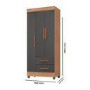Ver imagem 2 de Guarda Roupa Roupeiro Solteiro 3 Portas 2 Gavetas Lite Freijó Cinza Móveis Leão