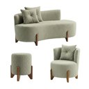 Ver mais imagens de Kit Decorativo Sofá Curvo Orgânico + 01 Puff e Poltrona Luna Boucle Verde Menta - Montanaris Decor