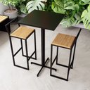 Ver imagem 1 de Conjunto Mesa Alta Bar Bistrô Quadrada Preta 2 Banquetas Confort Pinus Industrial Black Don Castro D