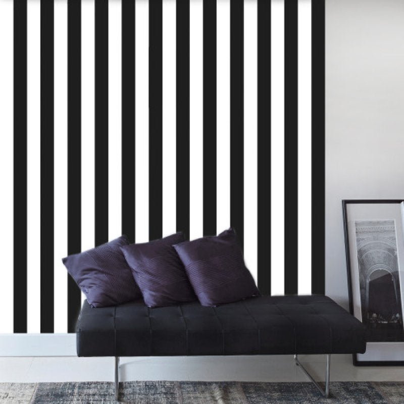 Papel de Parede Adesivo Stixx Listras Black & White (rolo com 0,60 x 2,50 m cada)
