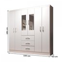 Ver imagem 3 de Guarda-Roupa Solteiro Sevilha 6 Portas 3 Gavetas com Espelho Branco - Evidencia Móveis