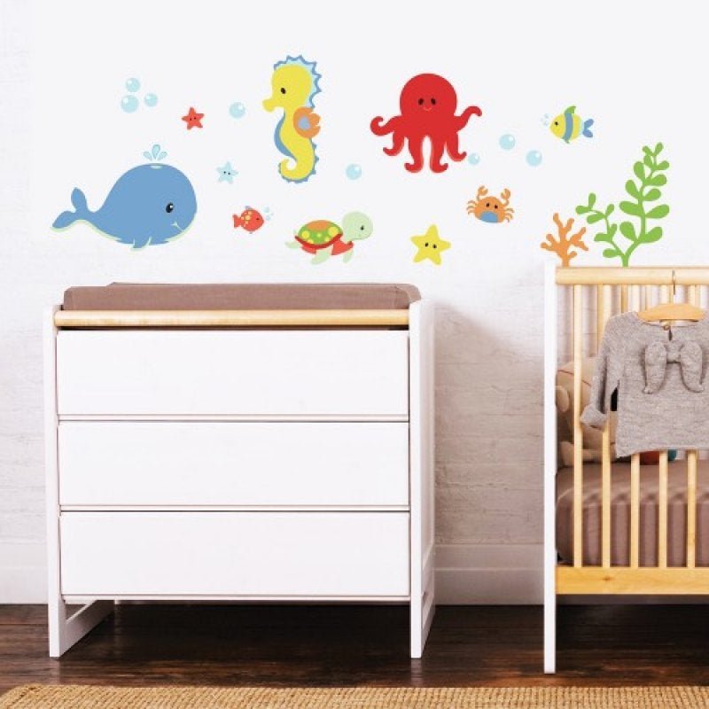 Adesivo Decorativo Infantil Stixx Kit Fundo do Mar Menino colorido (Composição como da foto 142,6x46