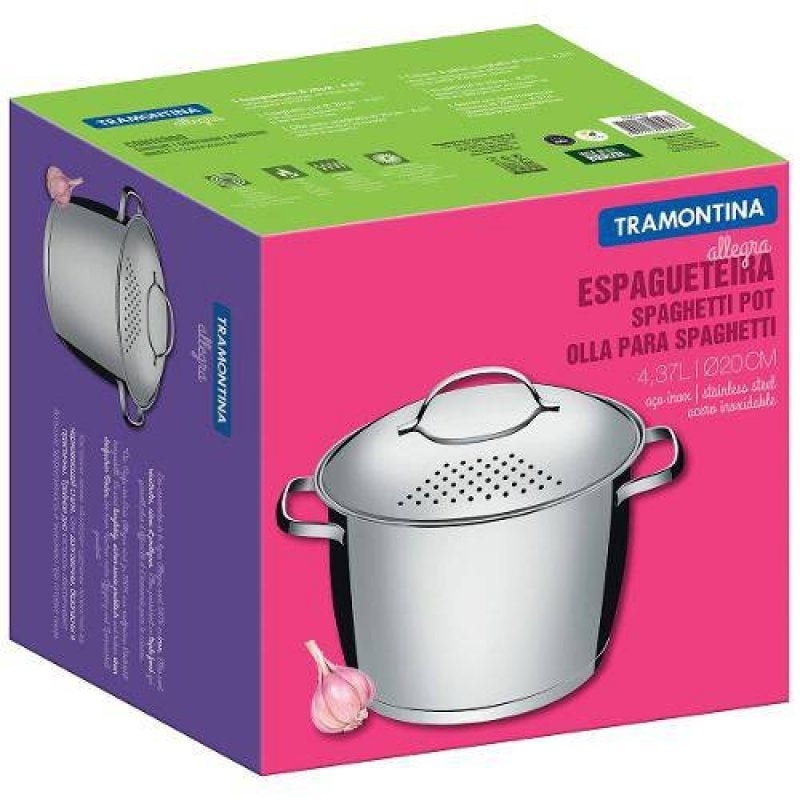 Panela Espagueteira 20 cm Fundo Triplo Aço Inox Allegra Tramontina - 2