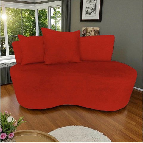Namoradeira Sofá 2 Lugares Yara Orgânica Couro Vermelho