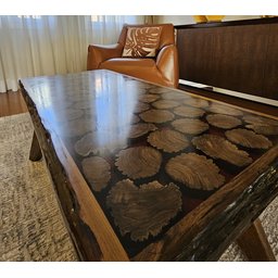 Mesa de Centro Palanques de Guajuvira Madeira Maciça e Resina - 3