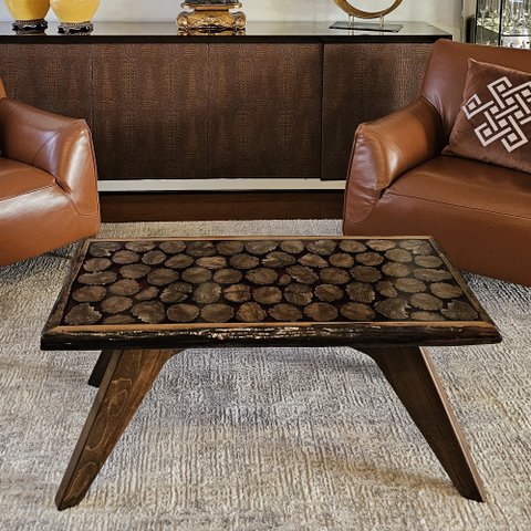 Mesa de Centro Palanques de Guajuvira Madeira Maciça e Resina