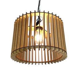 Lustre Luminária Pendente de Madeira MDF Mod. Paris Pq Reto - 1