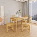 Ver imagem 1 de Mesa de Madeira Maciça com 4 Cadeiras Mandacaru Yescasa Bege/Amêndoa