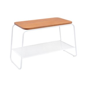 Mesa Lateral Letti Banco Sapateira Industrial Elegante Studio Metal Madeira Branco