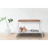Mesa Lateral Letti Banco Sapateira Industrial Elegante Studio Metal Madeira Branco - 3