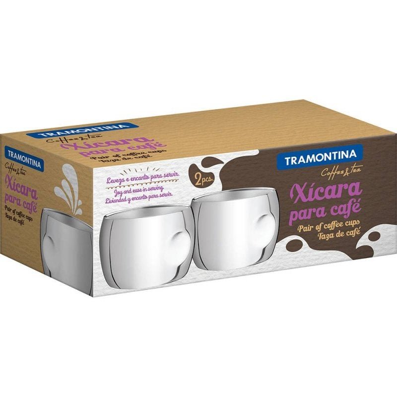 Conjunto de Xícaras Inox Tramontina para Chá e Capuccino