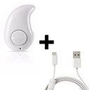 Ver imagem 4 de Mini Fone de Ouvido Bluetooth Branco + Cabo de Dados USB para V8 com Filtro 1,5 Metros Branco