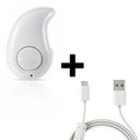 Ver imagem 1 de Mini Fone de Ouvido Bluetooth Branco + Cabo de Dados USB para V8 com Filtro 1,5 Metros Branco