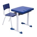 Ver imagem 3 de Kit Escolar Individual Azul Mesa e Cadeira Infantil 03 a 06 Anos