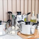 Ver imagem 4 de Jogo de 3 Panelas Tramontina Grano Compact Aço Inox Corpo Triplo Alças com Revestimento Silicone