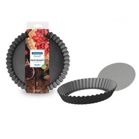 Forma de fundo removível 24cm I Brasil I Tramontina I Antiaderente I Cinza